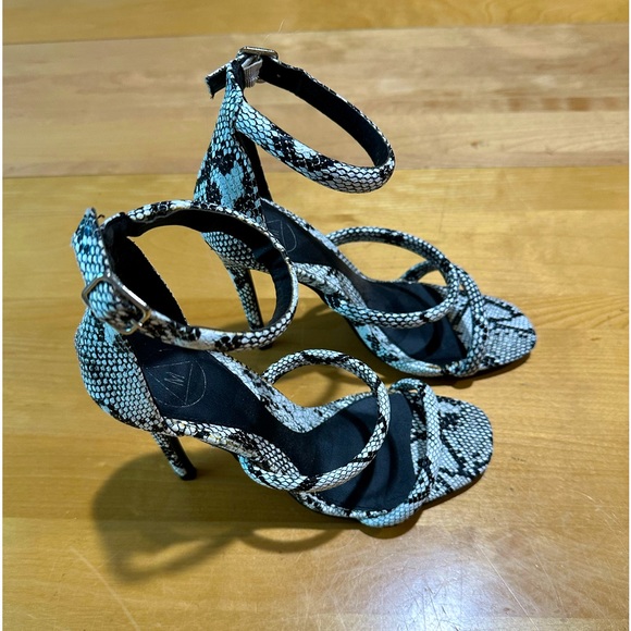 Missguided Shoes - Missguided Snakeskin Strappy Heels Size 6.5